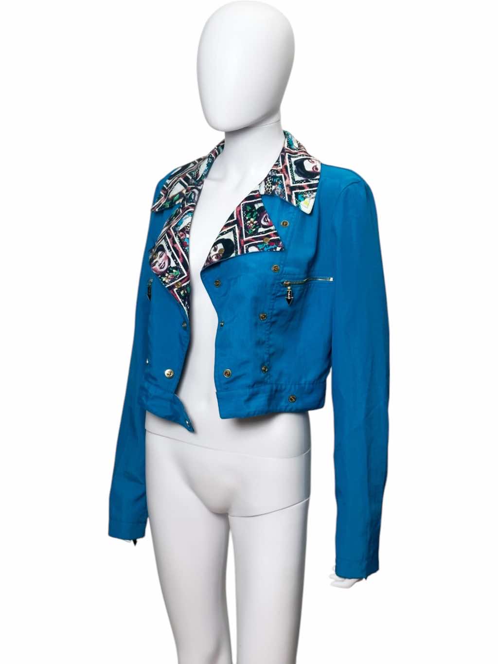Jean Paul Gaultier Blue "Faces" Biker Jacket - 4
