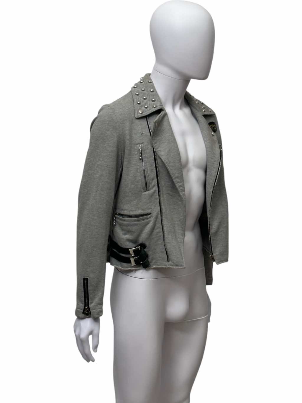 Junya Watanabe Studded Grey Biker Jacket - Side view