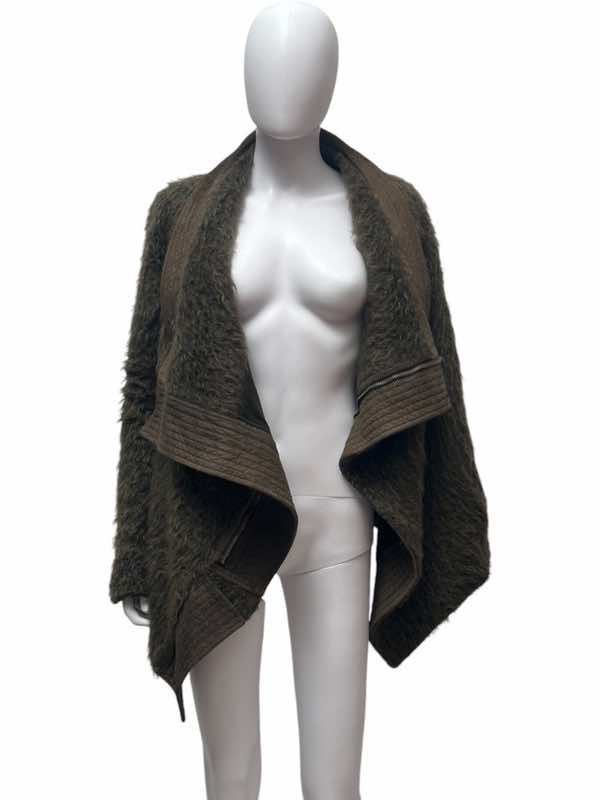Rick Owens Green Alpaca Lambskin Jacket - Side view