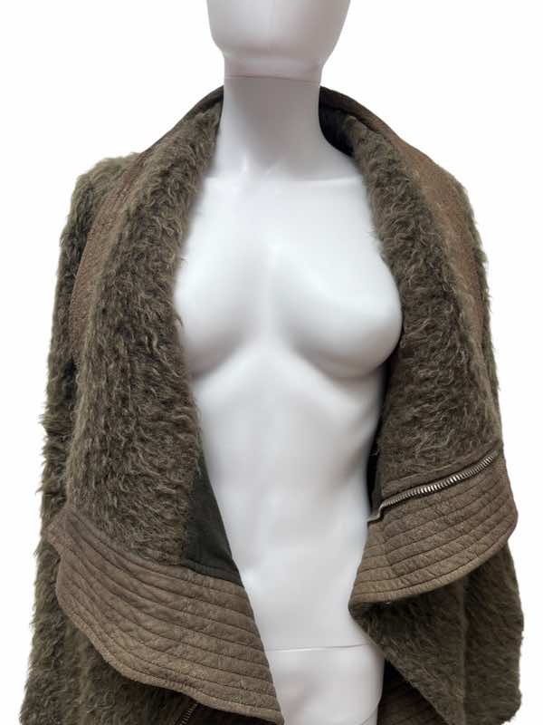 Rick Owens Green Alpaca Lambskin Jacket - Detail 1