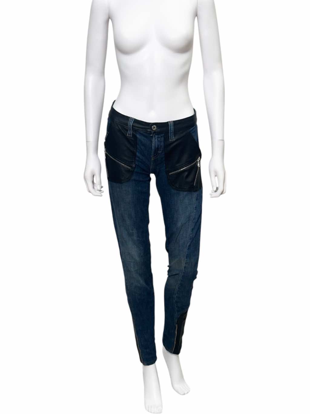 Dolce & Gabbana Leather Patched Zipped Jeans