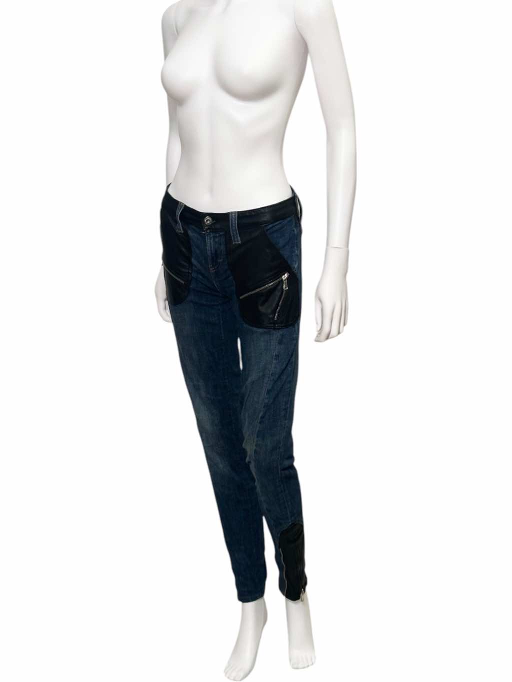 Dolce & Gabbana Leather Patched Zipped Jeans - Back view