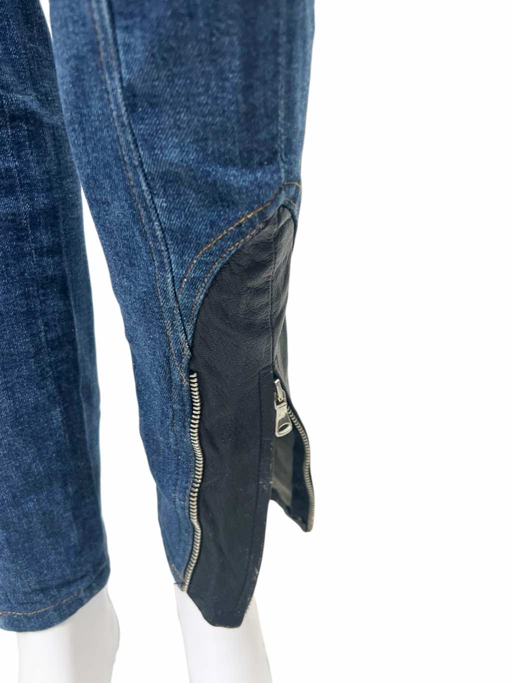 Dolce & Gabbana Leather Patched Zipped Jeans - Detail 1