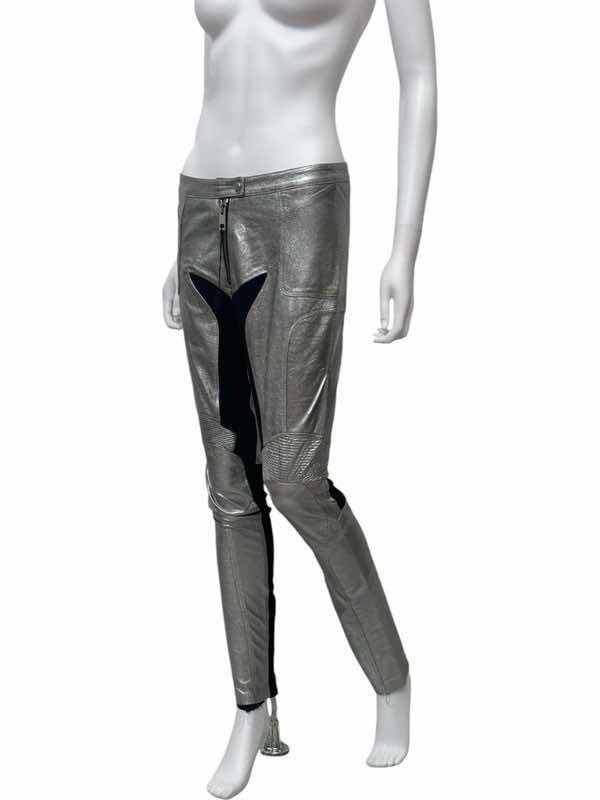 Burberry Leather Silver Pants - Back view