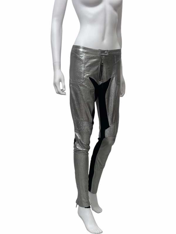 Burberry Leather Silver Pants - 4