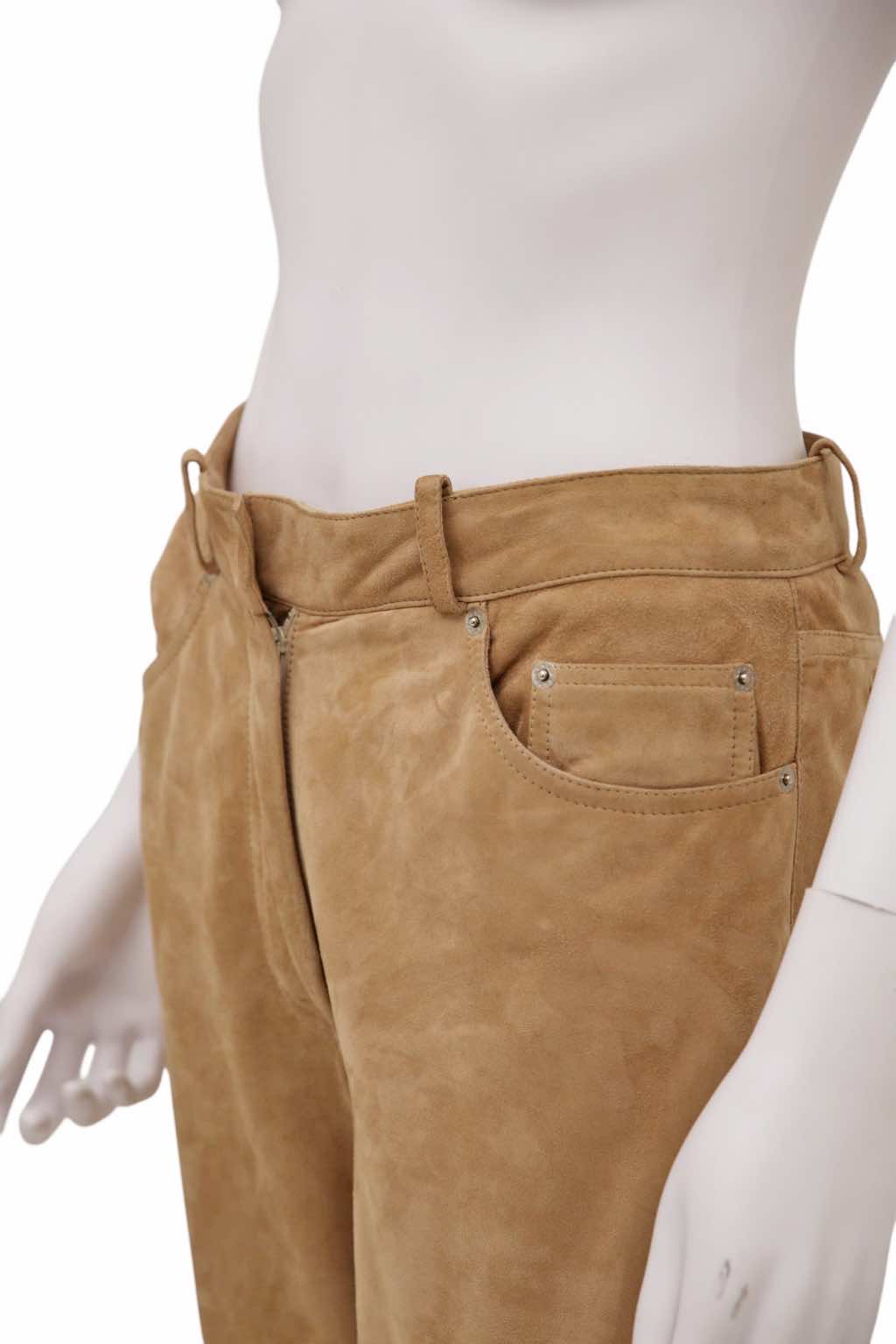 John Galliano Beige Suede Pants - Side view