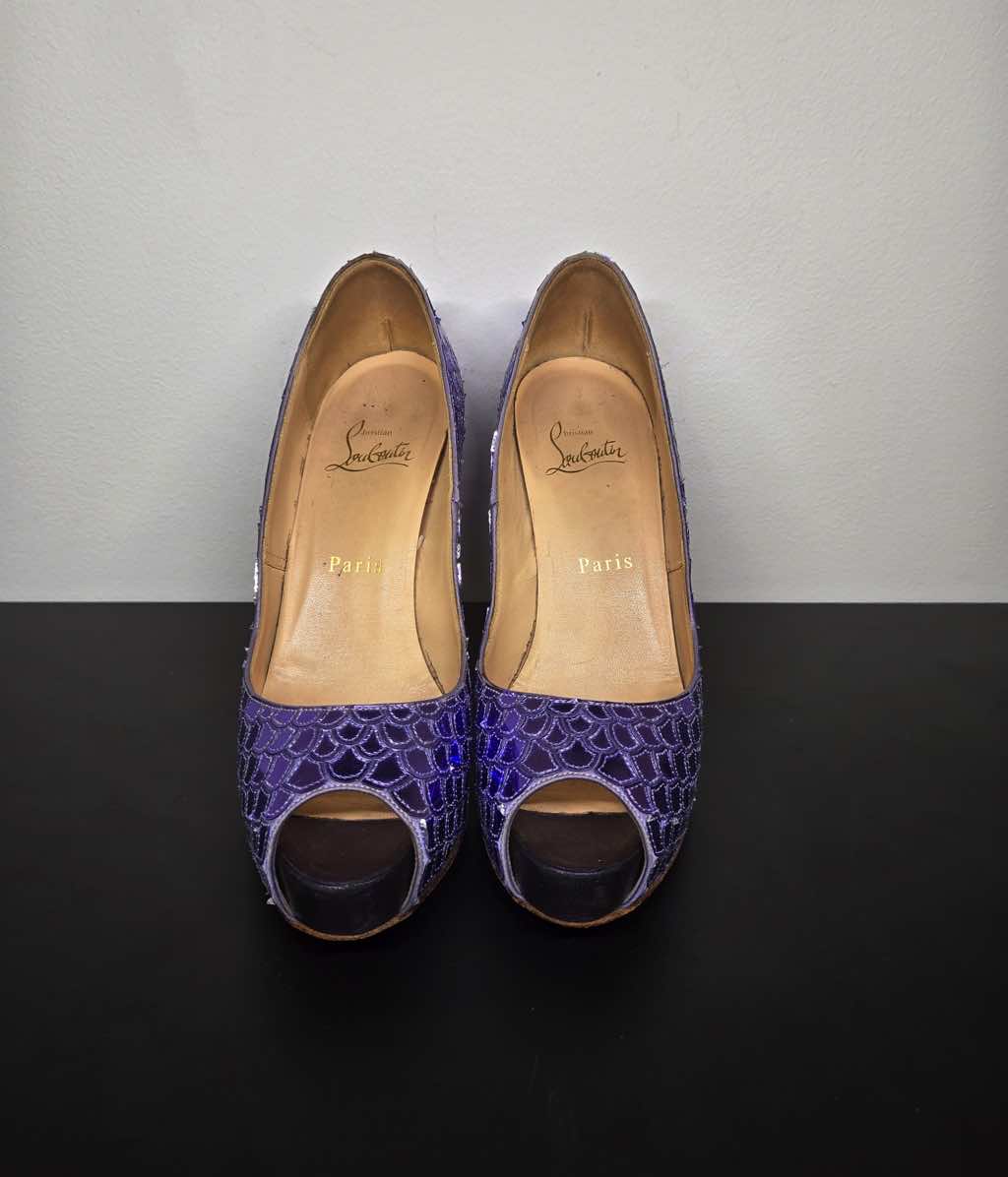 Christian Louboutin Peep Toe Platform Pumps - Back view