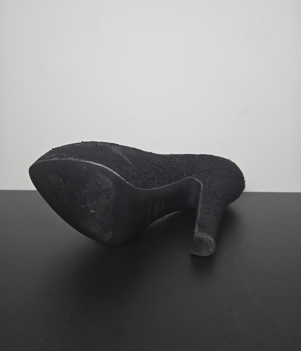 Dolce & Gabbana Black Lace Platform Pumps - Side view