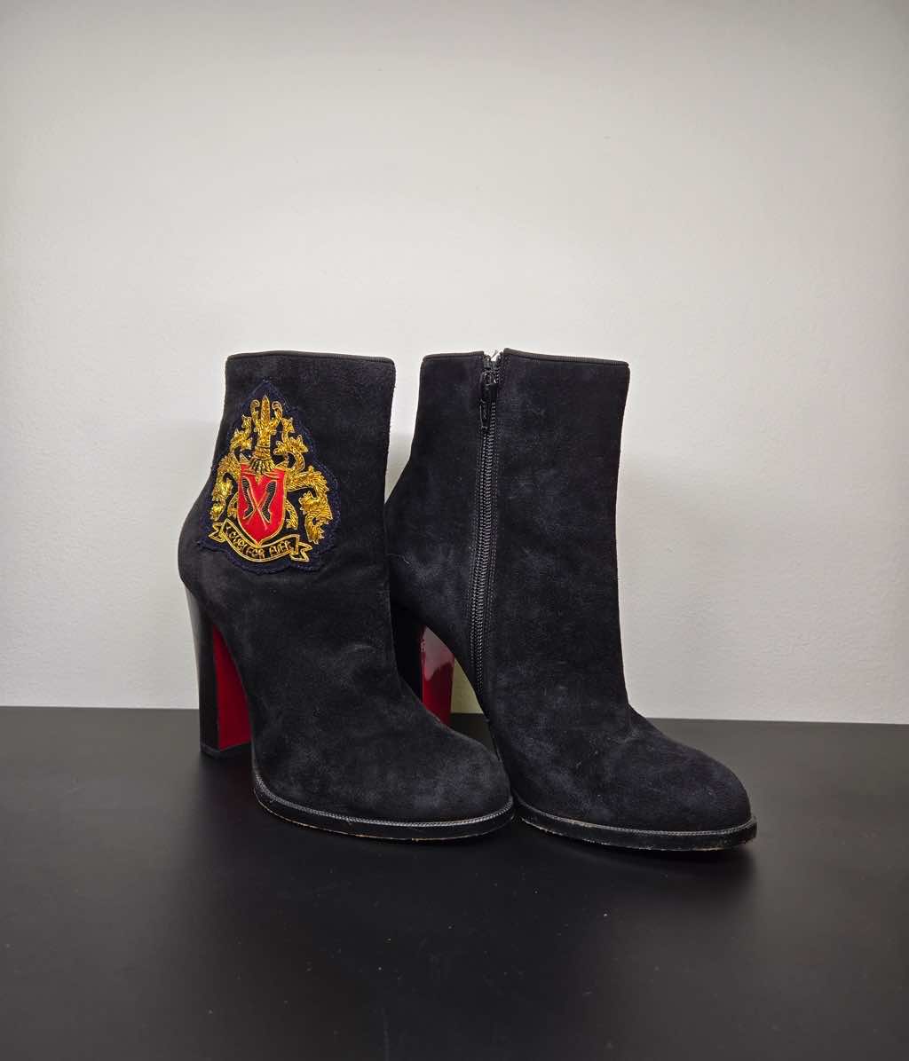Christian Louboutin Black Suede Ankle Boots - Back view