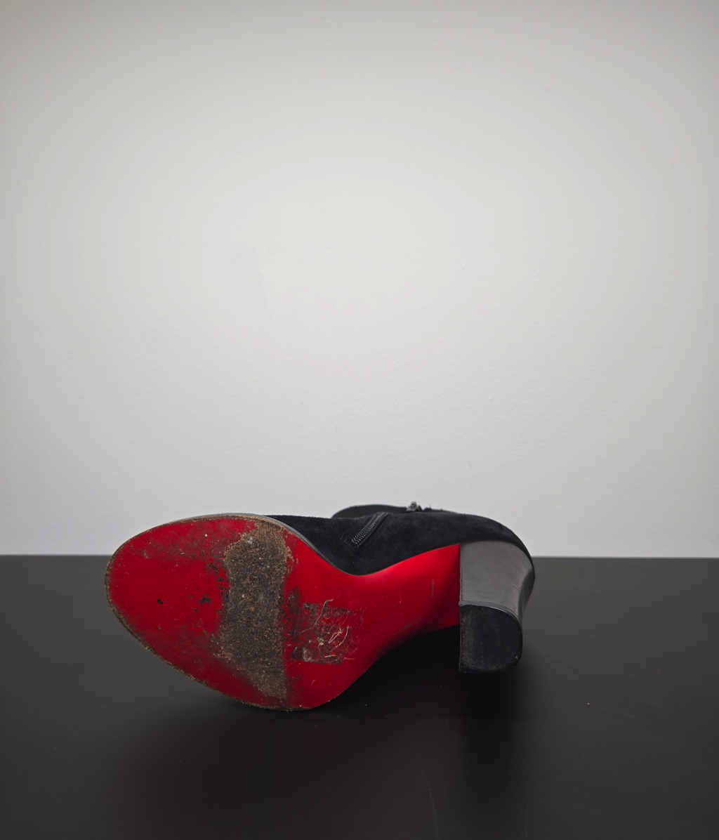 Christian Louboutin Black Suede Ankle Boots - Side view