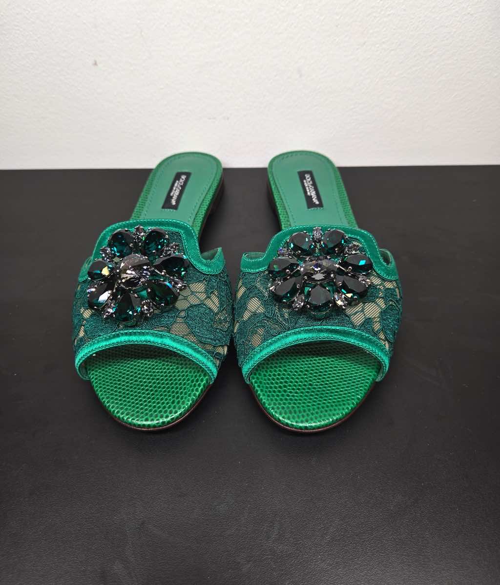 Dolce & Gabbana Lace rainbow sliders with brooch - Back view