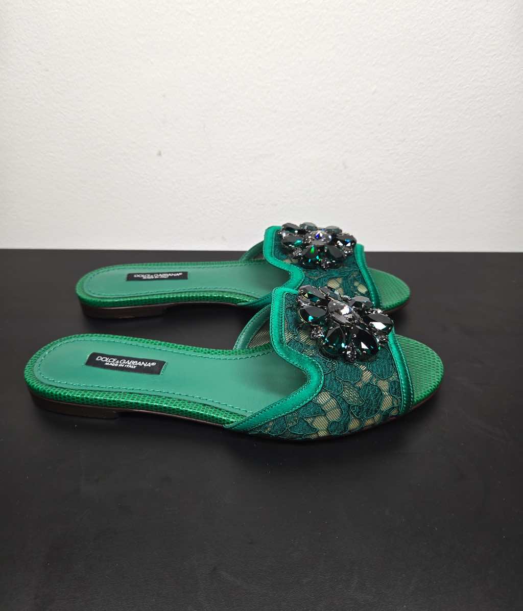 Dolce & Gabbana Lace rainbow sliders with brooch - 4