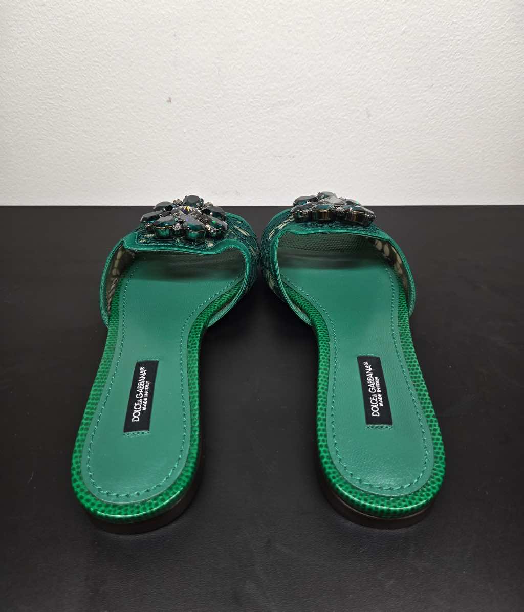 Dolce & Gabbana Lace rainbow sliders with brooch - Side view