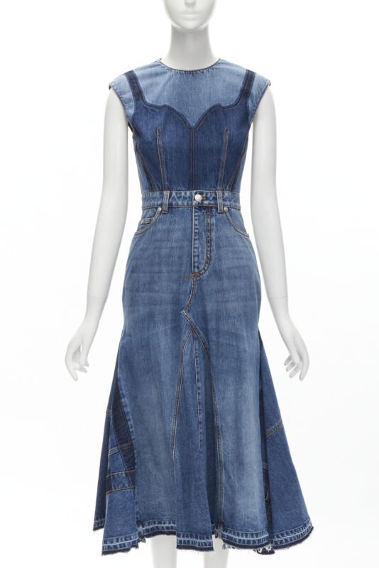 Alexander Mcqueen Denim Shadow Dress
