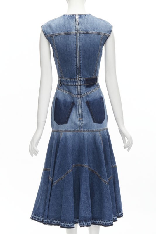 Alexander Mcqueen Denim Shadow Dress - Side view