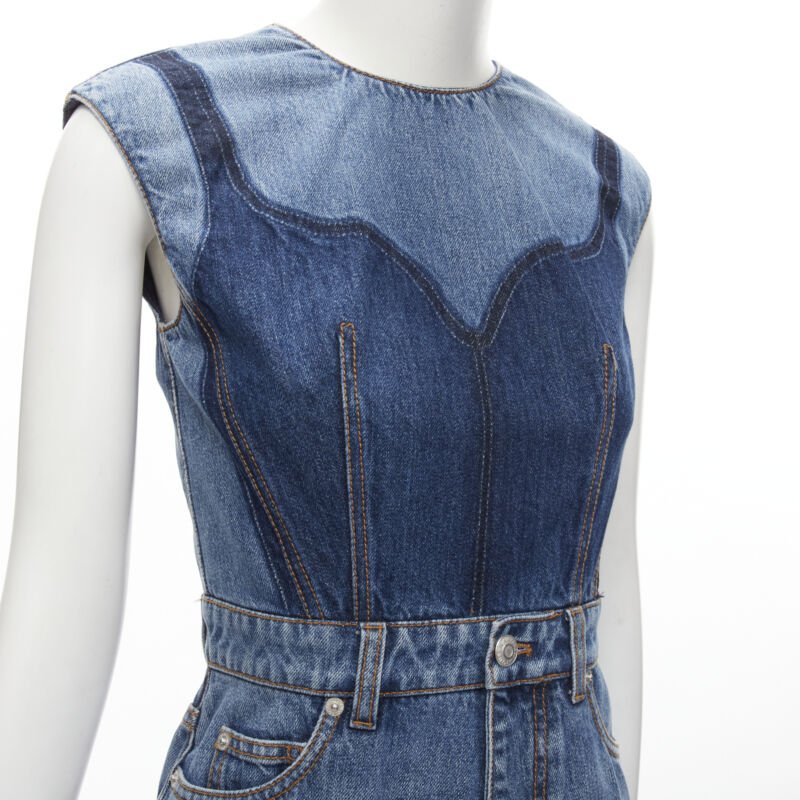 Alexander Mcqueen Denim Shadow Dress - Detail 2