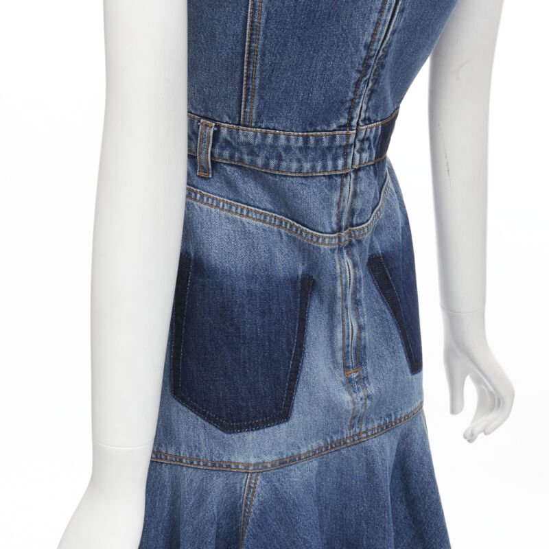 Alexander Mcqueen Denim Shadow Dress - Image 11
