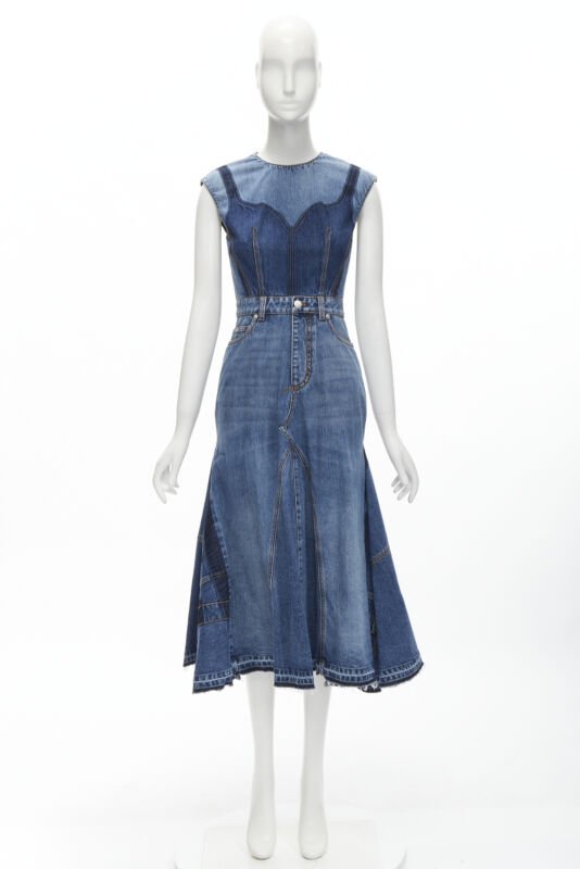 Alexander Mcqueen Denim Shadow Dress - Image 13