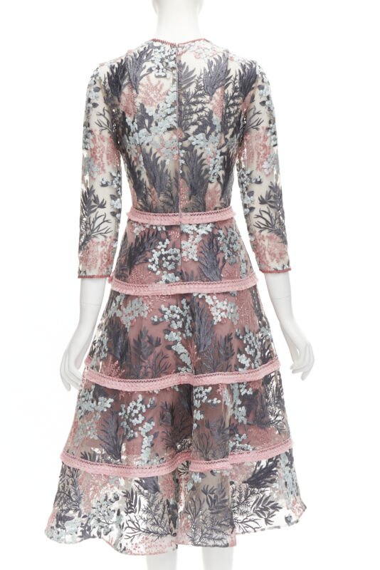 Alexis Pink Fringe Gown - Side view