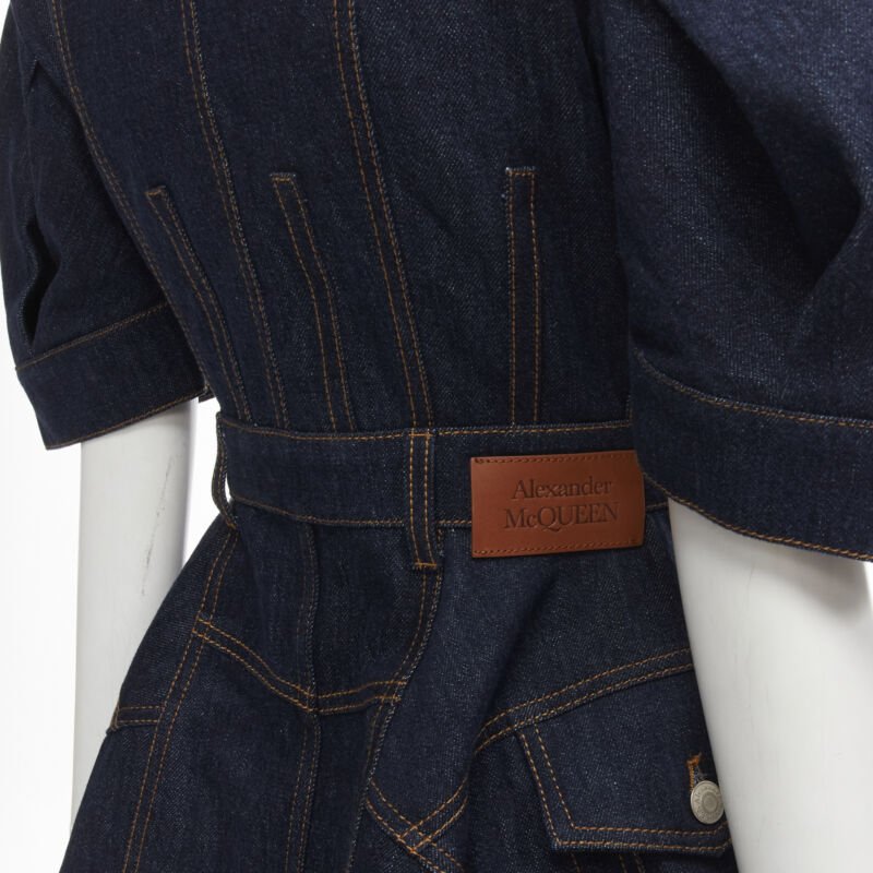 Alexander Mcqueen Indigo Denim Dress - Image 12