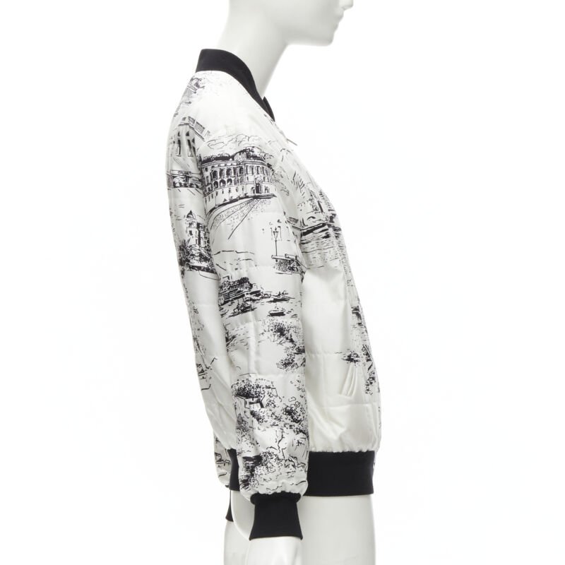 Celine White Silk Foulard Bomber - Side view