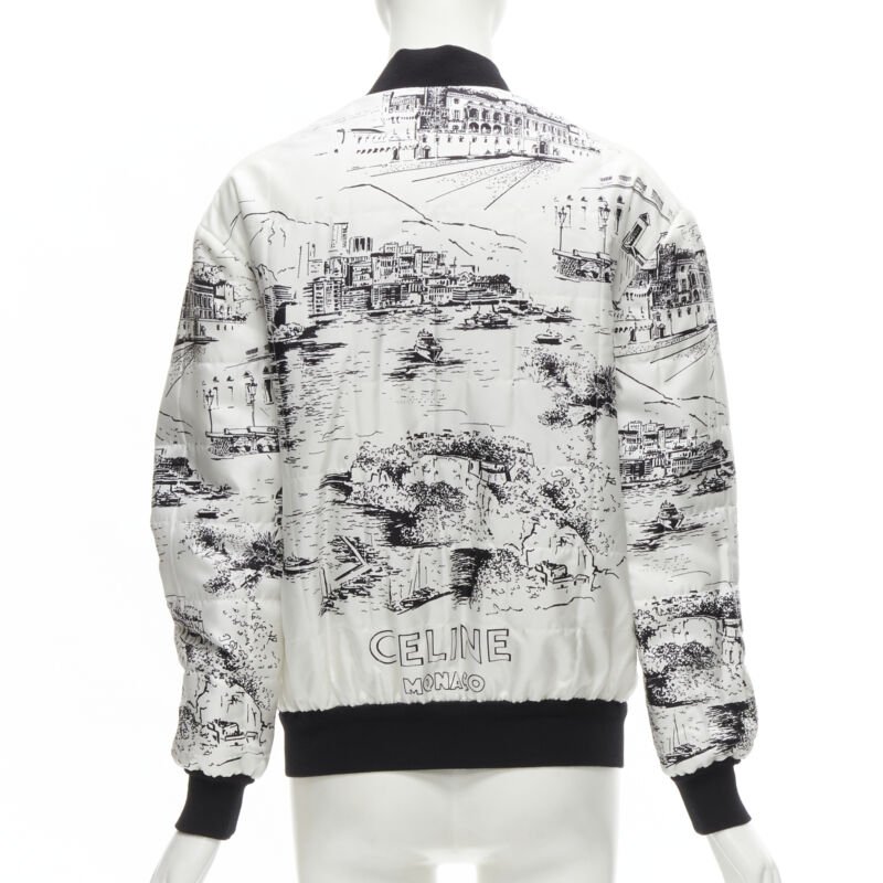 Celine White Silk Foulard Bomber - Detail 1