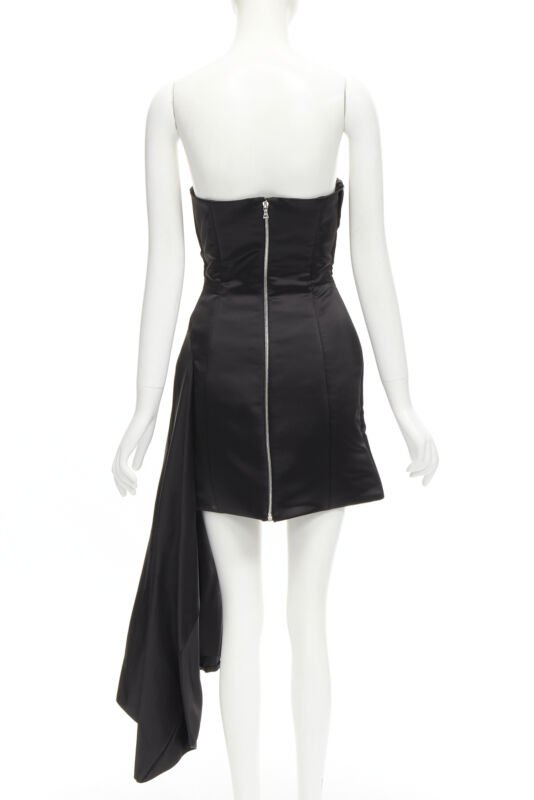 Halpern Black Satin Draped Dress - Side view