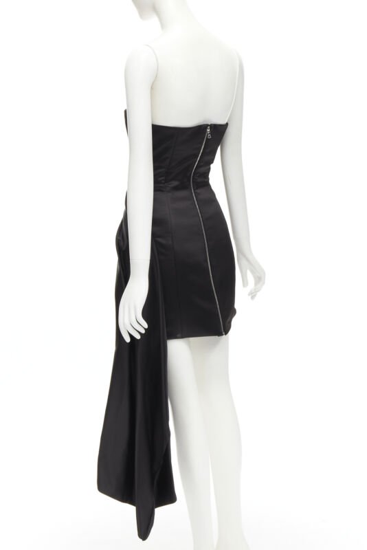 Halpern Black Satin Draped Dress - Detail 1