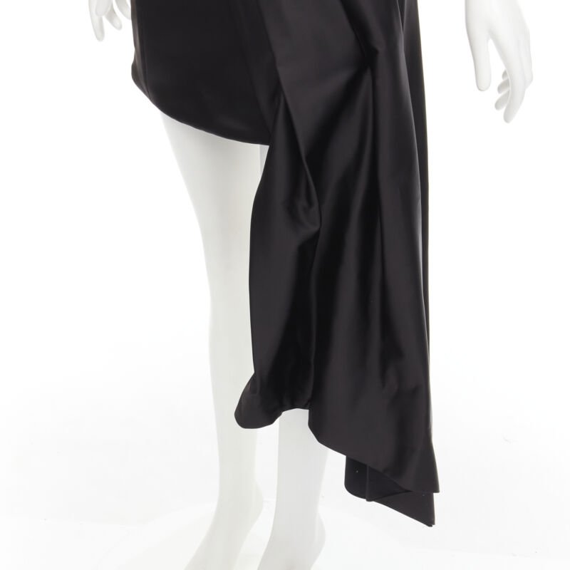 Halpern Black Satin Draped Dress - Detail 2