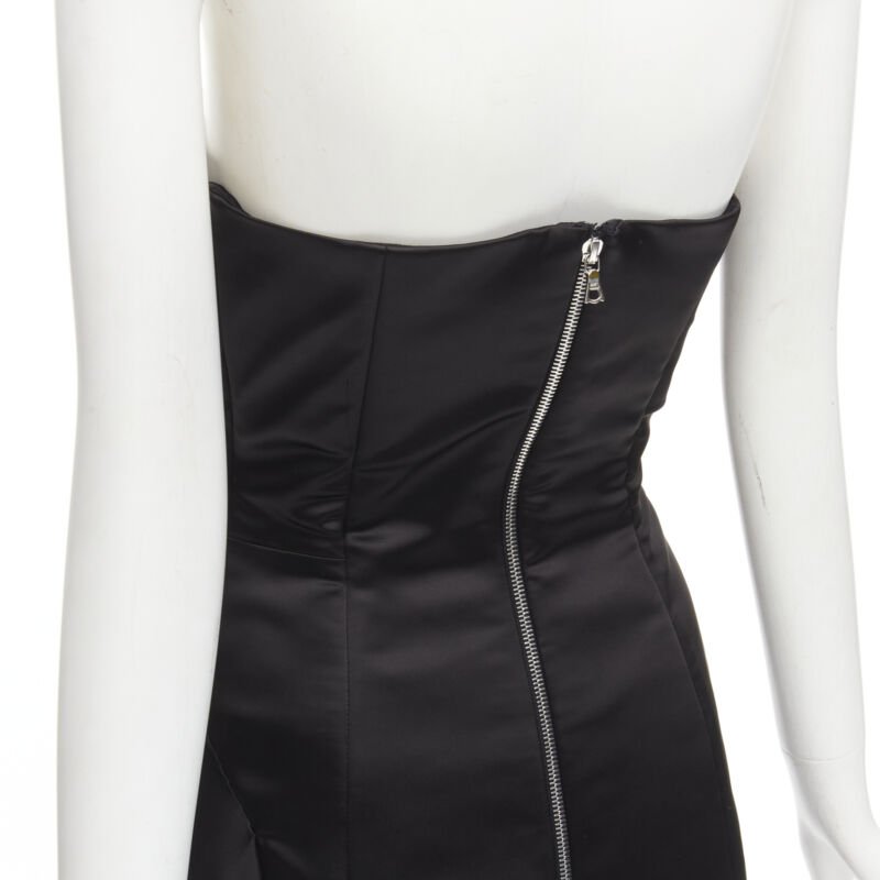 Halpern Black Satin Draped Dress - Image 10