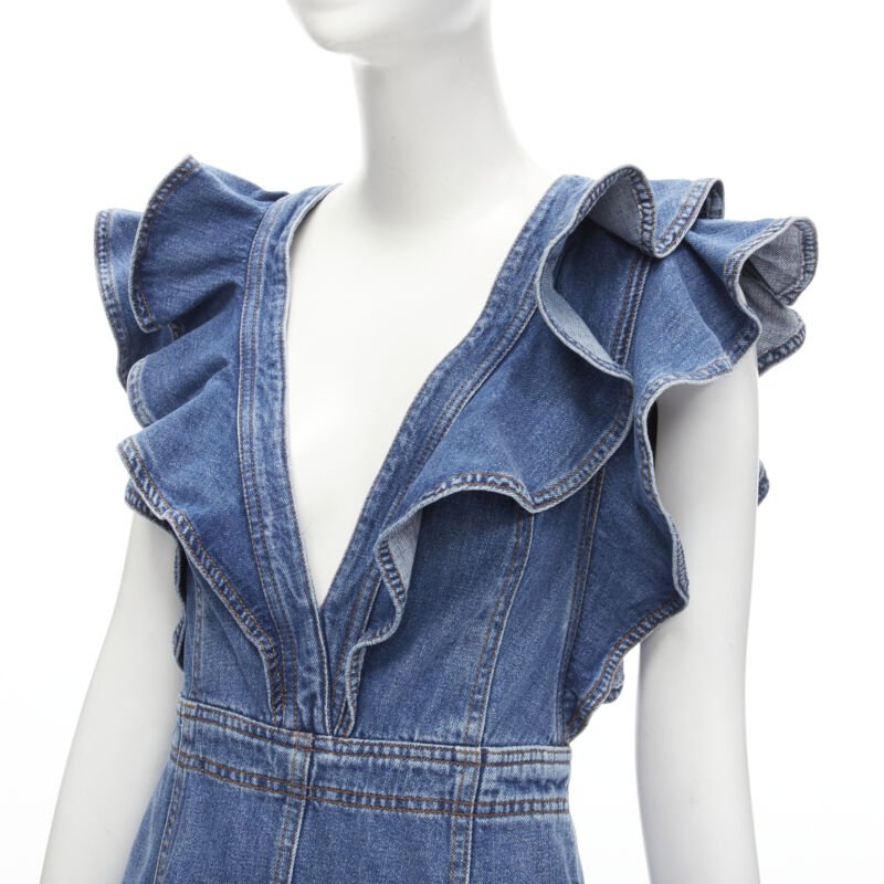 Philosophy Di Lorenzo Serafini Denim Ruffled Dress - Back view