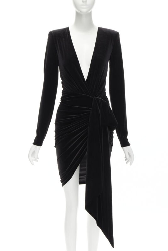 Alexandre Vauthier Black Velvet Wrap Dress