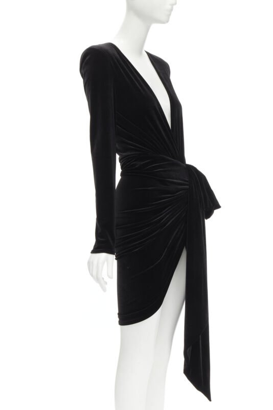 Alexandre Vauthier Black Velvet Wrap Dress - Image 6