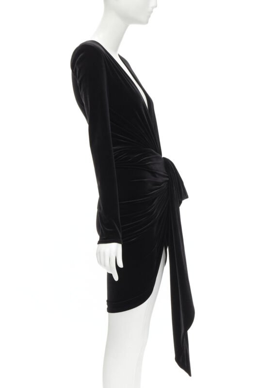 Alexandre Vauthier Black Velvet Wrap Dress - 4
