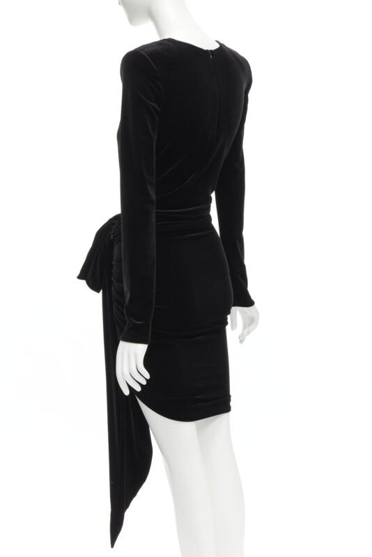 Alexandre Vauthier Black Velvet Wrap Dress - Detail 1