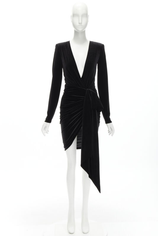 Alexandre Vauthier Black Velvet Wrap Dress - Image 11