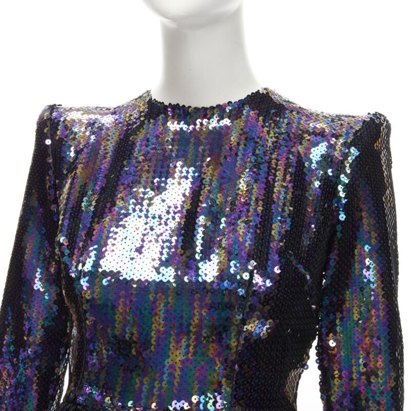 Alex Perry Blue Sequins Mini Dress - Back view