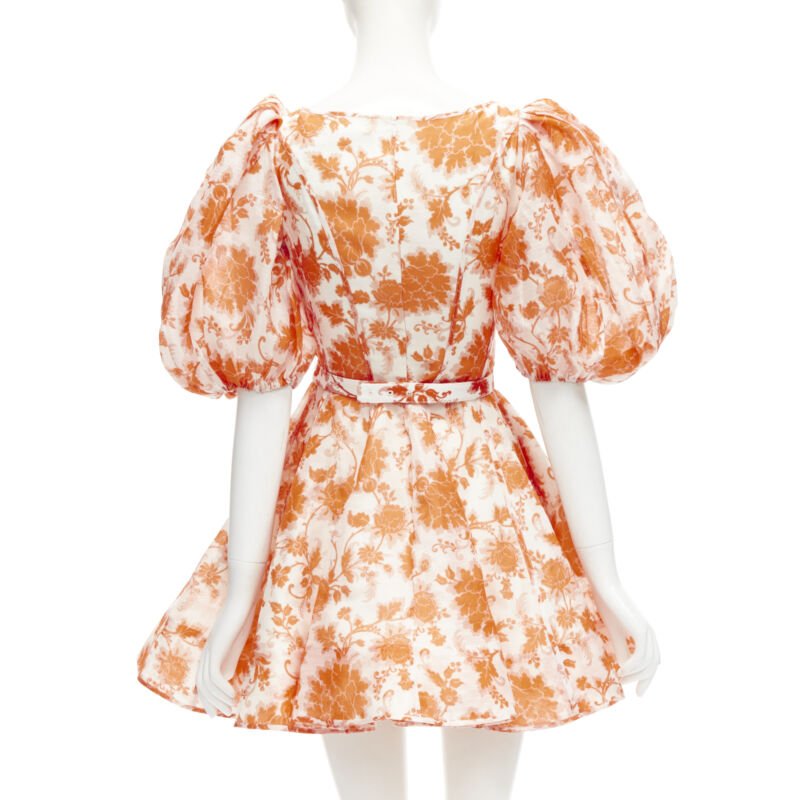 Zimmermann Orange Floral Belt Dress - Side view