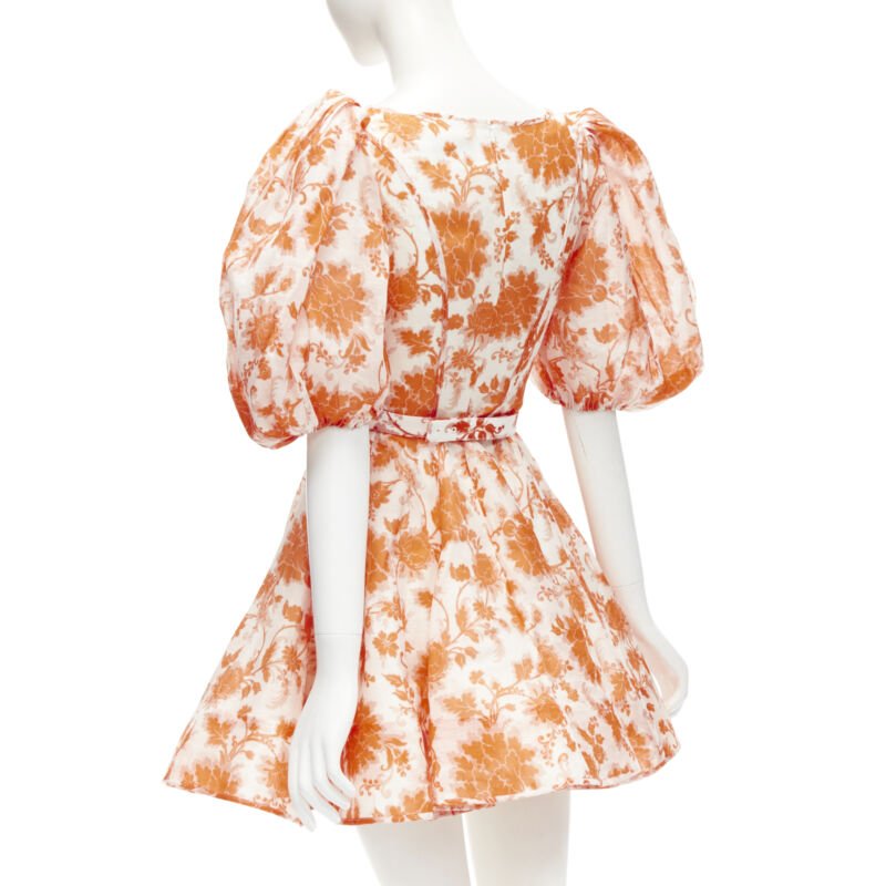 Zimmermann Orange Floral Belt Dress - Detail 1