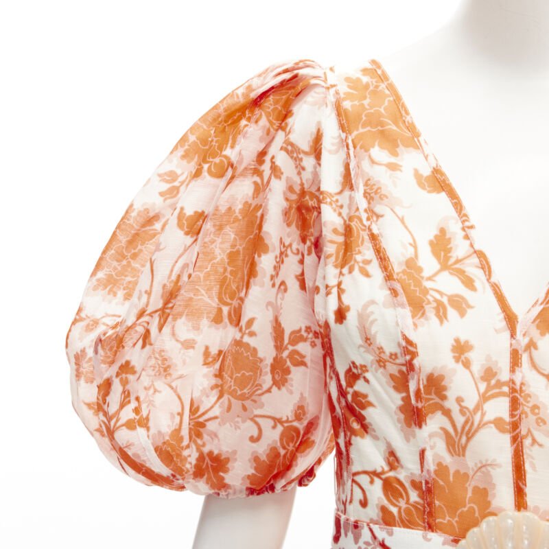 Zimmermann Orange Floral Belt Dress - Detail 2