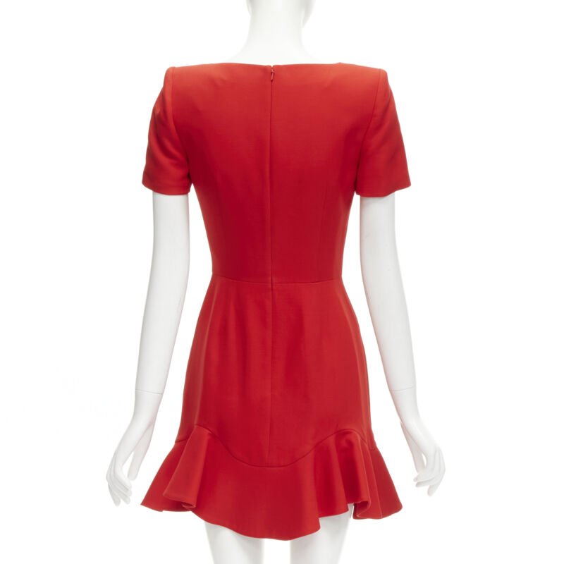Alexander Mcqueen Red Wool Flutter Dress - Side view