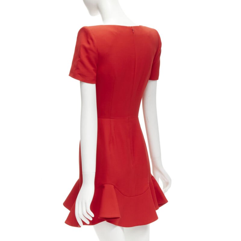Alexander Mcqueen Red Wool Flutter Dress - Detail 1