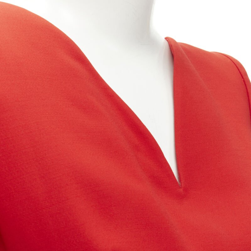 Alexander Mcqueen Red Wool Flutter Dress - Detail 2