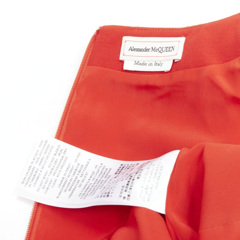 Alexander Mcqueen Red Wool Flutter Dress - Image 11