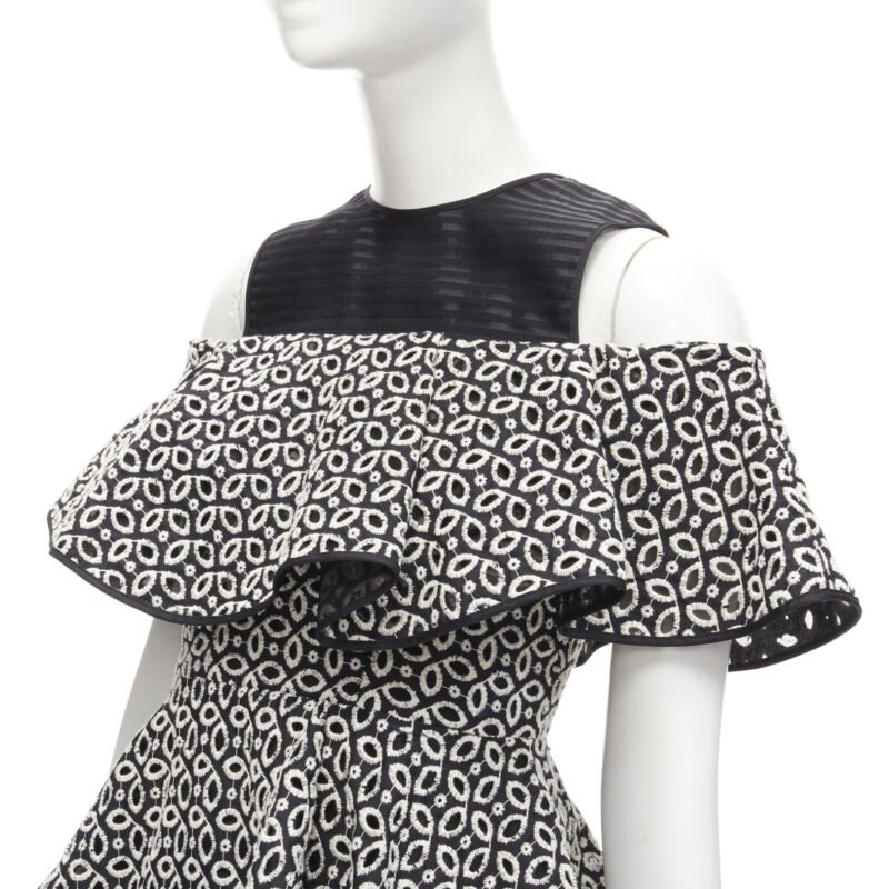 Huishan Zhang Black Embroidery Dress - Back view