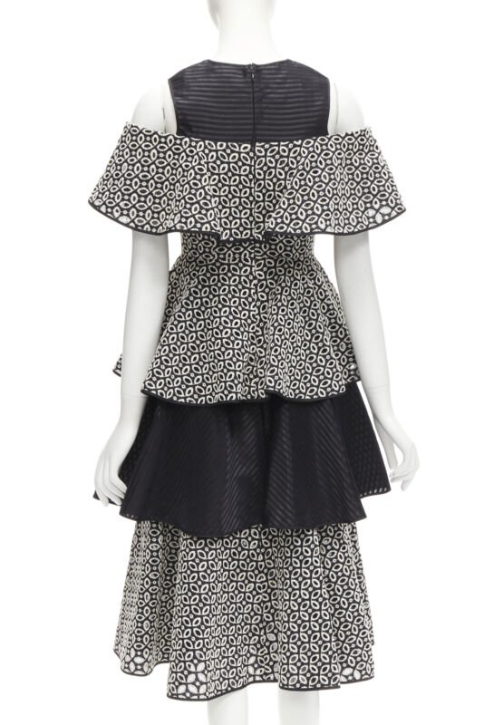 Huishan Zhang Black Embroidery Dress - Side view