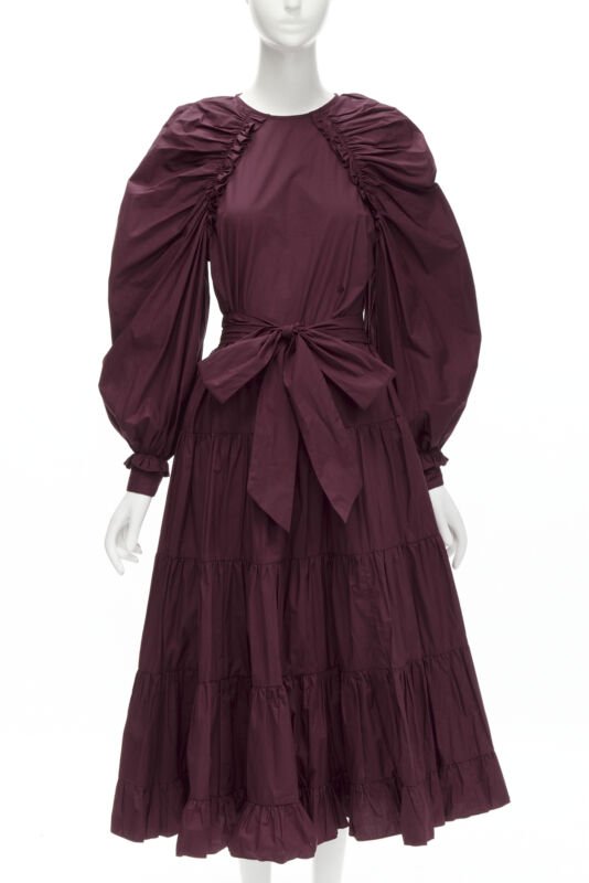 Ulla Johnson Burgundy Bow Midi Dress