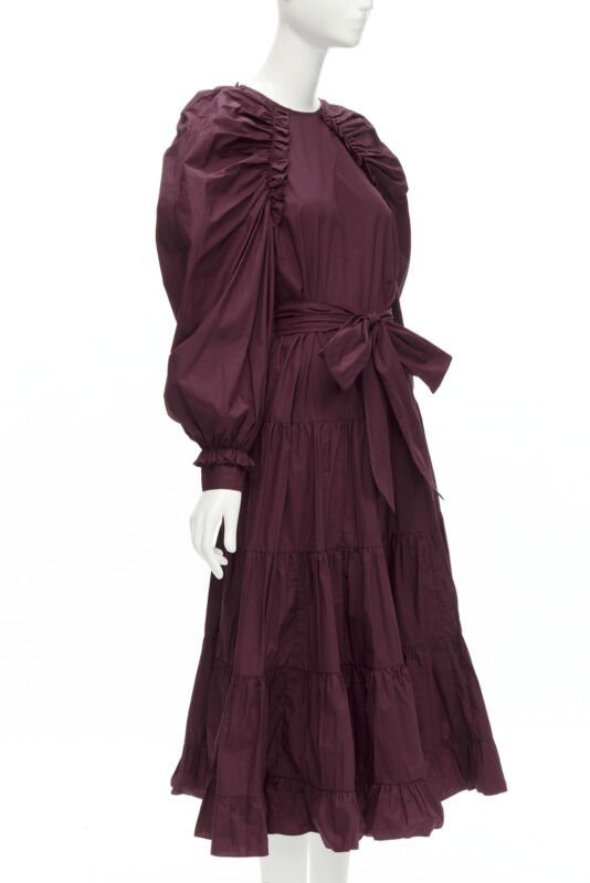 Ulla Johnson Burgundy Bow Midi Dress - Image 6