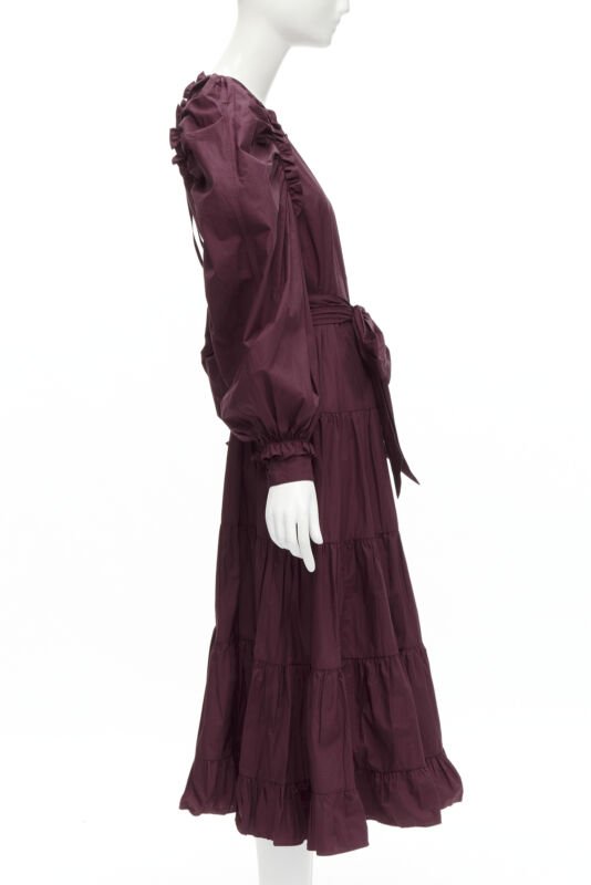 Ulla Johnson Burgundy Bow Midi Dress - 4