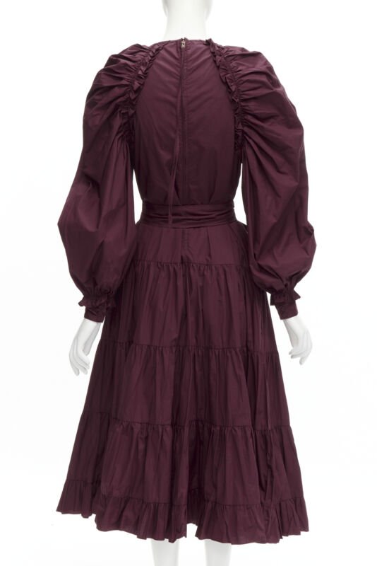 Ulla Johnson Burgundy Bow Midi Dress - Side view